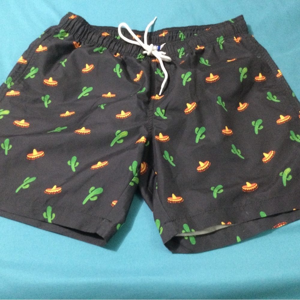 Cactus and Sombrero Print Swim Trunks